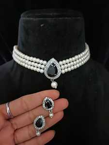 Fabricante nupcial indio chapado en oro de alta calidad perla AD CZ collar conjunto para niñas mujeres boda - Product Image 5