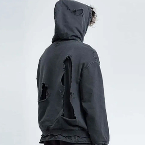 เสื้อฮู้ดดี้ทรงโอเวอร์ไซส์แบบย้อมสีเอซิดสไตล์ดิสเทรสสำหรับผู้ชาย พร้อมโลโก้แบบกำหนดเอง ดีไซน์เรียบง่าย ผ้าฝ้าย 100% ระบายอากาศได้ดี เหมาะสำหรับฤดูหนาว - Product Image 3