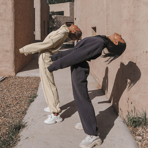 Logo personnalisé OEM Costume de jogging décontracté, sweat à capuche vierge et survêtement de détente pour femmes ensemble 2 deux pièces pour femmes pantalon de survêtement - Product Image 4