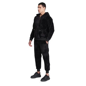 Ensemble de survêtements d'hiver en micro velours noir pour hommes à vendre à des prix bas Survêtements de jogging pour hommes en vrac - Product Image 2