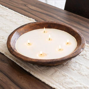 Forme ronde taille personnalisée décoration de noël bol à bougie en bois bol en bois fait à la main meilleure qualité pour les décorations de table - Product Image 1
