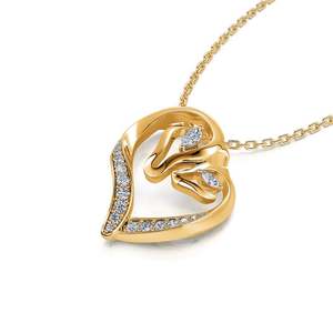 Collier Jeulia en argent sterling avec pendentif mère et cheval, zircon et chaîne tendance plaquée rhodium - Product Image 3