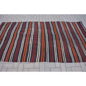 Classic Black <b>Red</b> Vintage Turkish Rug 4.5 X 8.7 ft Large Area <b>Wool</b> with Latex Backing Patchwork Pattern for Hallway or Room - Product Image 3