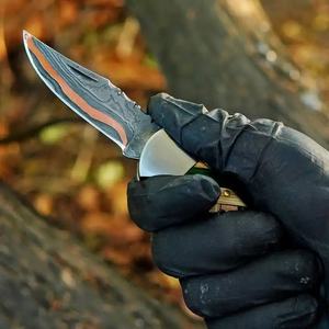 Cuchillo de Bolsillo Multifuncional Jexmoo de 8 Pulgadas, Hecho a Mano con Acero de Damasco de Grado Industrial, con Funda de Cuero, Regalo de Aniversario OEM - Product Image 5