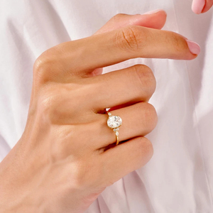 แหวนแต่งงานสุดหรูสำหรับผู้หญิง14K 18K สีโรสโกลด์ VVS ความคมชัดของห้องปฏิบัติการปลูกรูปไข่เพชรโมอิสได้รับการรับรอง - Product Image 3