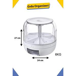 Organizador Multiusos Giratorio 360° de 6 Piezas, Plástico Gris, Tamaño Único, para Alimentos y Legumbres Secas, Hecho en Turquía - Product Image 5