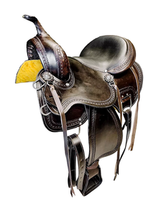 Selle Western en cuir véritable de qualité supérieure pour les courses de barils et l'équitation - Product Image 2