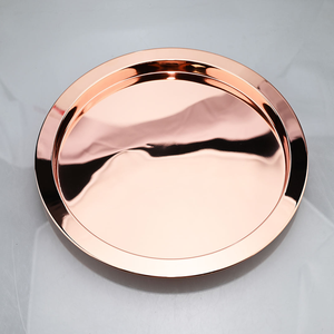Custom Color Logo Handmade Single Tier Round Polished Copper Circular <b>Tray</b> for Tableware in Bars and Hotels - Product Image 1