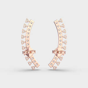 ต่างหูเพชรทรงโค้งหรูหรา ทอง 18k หลายสี |   ต่างหูเพชรทรงกลมแบบหนีบ |   เครื่องประดับผู้หญิงชั้นดี - Product Image 4