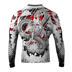 <b>Men</b> Long Sleeve <b>Compression</b> <b>Shirt</b> Green Dragon Print Fitted Moisture Wicking MMA Rash Guard Mixed Martial Arts Apparel - Product Image 6