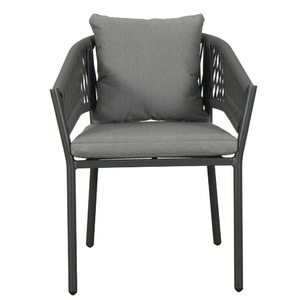 La Silla de comedor de jardín de aluminio Holly con correas de cuerda es perfecta para el exterior con un acabado de ébano. - Product Image 2