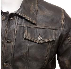 Veste d'hiver pour hommes en cuir véritable grainé 2025 avec col montant tissu en toile respirant et séchage rapide - Product Image 5