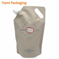 Stock de papier kraft imprimé personnalisé emballage de liquide autoportant sac à bec liquide étanche