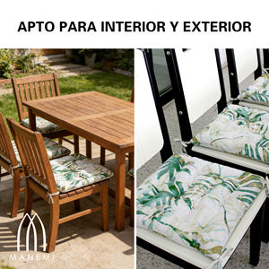 Coussins de chaise matelassés hydrofuges 40x40x5 cm pour intérieur/extérieur avec sangles de fixation, faciles à nettoyer, coussins lombaires et d'assise - Product Image 2