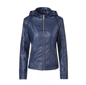 Veste en cuir véritable pour femme, coupe classique, élégante, douce et confortable, manteau tendance pour l'hiver, doublure en coton respirante - Product Image 4