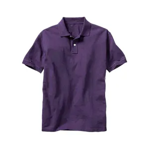 Solid Purple Comfortable Men's Short Sleeve Polo T-Shirt Custom Design Breathable Pure Cotton Organic Apparel