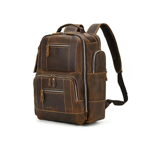 Sac à dos pour ordinateur portable en cuir véritable RFID unisexe de 23 pouces, fait à la main, personnalisé pour hommes et femmes, avec fermeture à glissière pour usage scolaire - Product Image 3