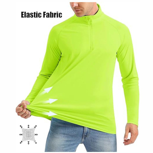 Haut de sport d'entraînement pour homme, respirant, à séchage rapide, extensible dans les quatre sens, avec fermeture éclair quart de tour, manches longues, compression, vêtements de sport pour la salle de sport - Product Image 4