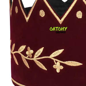 หมวกมงกุฎราชาราชาแห่งราชวงศ์หมวกกำมะหยี่สีแดงและสีทองเข็มขัดแบบปรับได้ MOQ ต่ำ - Product Image 4