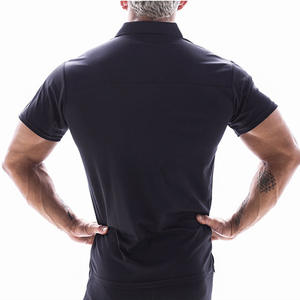 Camiseta informal para hombre, cuello redondo, Color sólido, bordado, que absorbe la humedad, logotipo estampado personalizado, polos de manga corta para hombre, OEM - Product Image 3