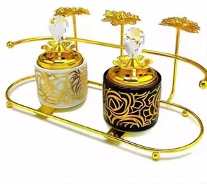 Nuevo y creativo quemador de incienso de Metal dorado de cerámica y Metal, soporte para quemador de incienso árabe, calidad fantástica - Product Image 2