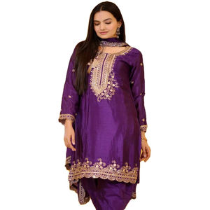 Punjabi Women Special 100% Pure Chinon <b>Silk</b> <b>Fabric</b> Wholesale Rate Salwar Kameez With Dupatta Perfect For Casual& Outgoing Event - Product Image 1