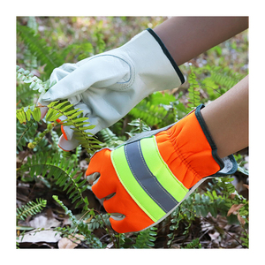 ถุงมือหนังวัวแยกชิ้นเกรดพรีเมี่ยมถุงมือหนังสะท้อนแสงมองเห็นได้ถุงมือหนังอุตสาหกรรมทำงาน - Product Image 6