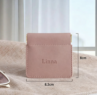 Pochette à bijoux en cuir personnalisée avec fermeture à ressort, logo personnalisé, mini pochette de voyage pour boucles d'oreilles, anneaux, colliers, bracelets