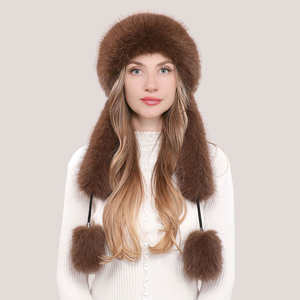 Gorro de Piel Sintética de Mongolia para Mujer, Otoño Invierno, Nuevo, Cortavientos, Cálido, Protección para los Oídos, Imitación Piel de Zorro, Gorro de Esquí, Gorro de Princesa para Fiestas - Product Image 1