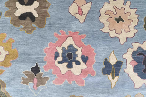 Alfombra de Lana Anudada a Mano Oushak Azul Claro Premium en Varios Tamaños para Sala de Estar, Estilo Antiguo, Decoración Interior Moderna - Product Image 6