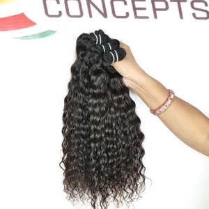 ผมต่อแบบ Remy แท้ 100% แบบลอนคลื่นธรรมชาติ สีดำ จัดเรียงเกล็ดผมอย่างดี ผมแท้จากวัดอินเดีย แบบลอนลึก - Product Image 5