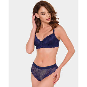 Conjunto de sujetador y bragas para mujer 285, copa 3/4, talle medio, con aros, sin relleno, transpirable, suave, de una pieza, con logo personalizado, estilo bikini. - Product Image 2