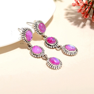 2024 New Hot Selling Women <b>Fashion</b> 925 Solid Sterling Silver Pink Moonstone Gemstone Earring Women Earrings Trendy <b>Jewellery</b> - Product Image 3