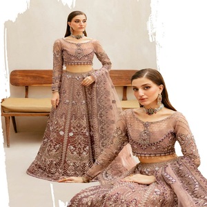 ชุดปาร์ตี้ lehenga choli ของผู้หญิงผ้าโปร่งบาง3ชิ้นงานปักหรูหราชุดสูทงานแต่งงานตามปริมาณ Ramsha - Product Image 2