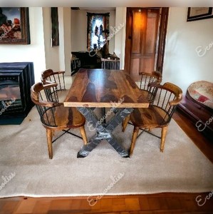 Vente flash - Ensemble de table à manger en bois massif moderne 4 places, noir et brun, écologique, pour restaurant, usage commercial - Product Image 2