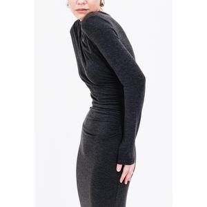 Robe midi drapée - Anthracite - Product Image 1