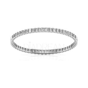 Bracelets d'éternité en diamant Moissanite taillé en émeraude conçus en exclusivité Bracelets en argent sterling pleine éternité Cadeaux en or uniques - Product Image 1