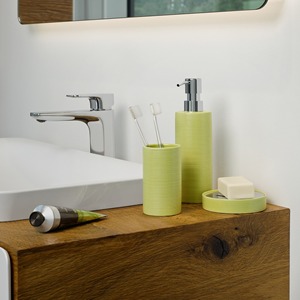 Portaspazzolino in gres Spirella 'Tube ribbed' verde 6 x 10,5 cm - Product Image 2