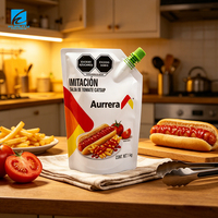 Kemasan Saus Ketchup Selai Ukuran Kustom, Pouch Spout Berdiri Laminasi, Mengkilap, Tahan Kelembapan, Anti Bocor, untuk Logo Kustom