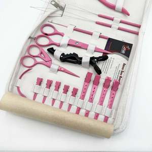 Kit d'outils d'extension de cheveux en acier inoxydable rose durable avec logo personnalisé, y compris une pince à ruban, une boucle de ciseaux pour couper les cheveux - Product Image 3