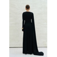 Robes de soirée élégantes en gros DANNY DRAPED LONG DRESS à manches longues 95% Acétate 5% Spandex Robes pour femmes à manches longues