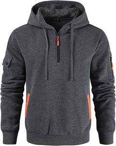 Hoodies Casual Pullover Hooded Sweatshirt Long Sleeve Quarter Zip <b>Hoody</b> Tops With Kangaroo Pocket - Product Image 5