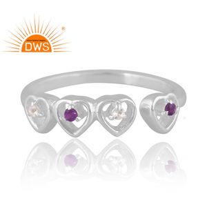 แหวนพลอยโทแพซธรรมชาติสีเงินสเตอร์ลิงและพลอยบุษราคัมสีขาวดีไซน์ใหม่ของขวัญตามสั่งสำหรับผู้หญิง - Product Image 3