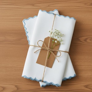 100% coton linge de cuisine brodé ensembles de serviettes doux et confortable réutilisable dîner tissu durable écologique de haute qualité - Product Image 4