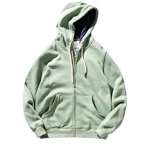 เสื้อฮู้ดดี้ซิปแบบวินเทจฟอกสีสไตล์สตรีทแวร์ ผ้าฝ้ายเฟรนช์เทอร์รี่ ทำสีซีดแบบซันเฟด รับสกรีนโลโก้ตามแบบ - Product Image 3