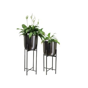 Jardinière d'intérieur ronde en métal élégante pour décoration intérieure Pot de fleur décoratif Conteneur de plantes de jardin moderne pour bureau et balcon - Product Image 3