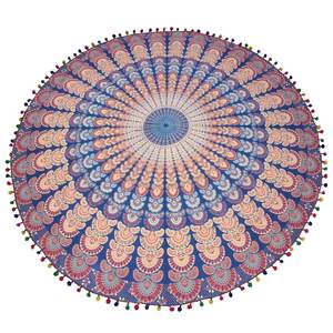Estera de Yoga de Mandala Redonda India, funda de cojín con estampado de mano redonda para playa, decoración multicolor para el hogar, Picnic en la playa - Product Image 4