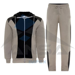 2024 New Design <b>Men's</b> Full Zip Sweat Suits Hooded Athletic Sports Tracksuit Set Solid Pattern for Winter Sports - Product Image 5