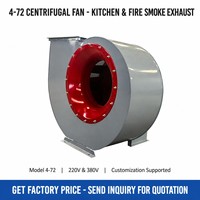 Ventilateur centrifuge industriel 4-72 pour cuisine, souffleur d'extraction haute température, ventilation de fumée 220V 380V