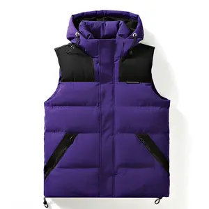 Chaleco acolchado recortado para hombre, chalecos de abrigo cálidos sin mangas de invierno, abrigo ligero de PANA con bolsillos invisibles - Product Image 3